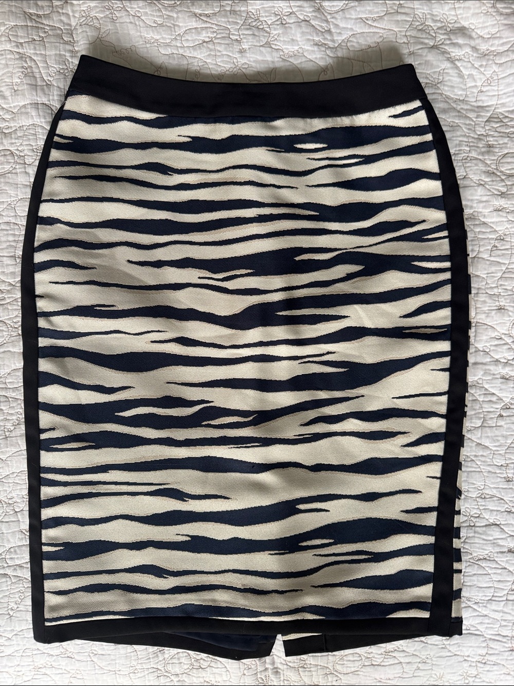 Ann Taylor Black and Cream Zebra-Print Pencil Skirt